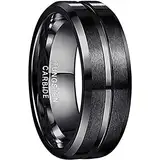 NUNCAD Ringe für Herren/Damen Schwarz Wolframcarbid Ring Kratzfest 8mm Edler Wolfram Ring als Verlobungsringe/Trauung Ringe/Freundschaftsringe/Partnerringe Größe 70 (22.3)