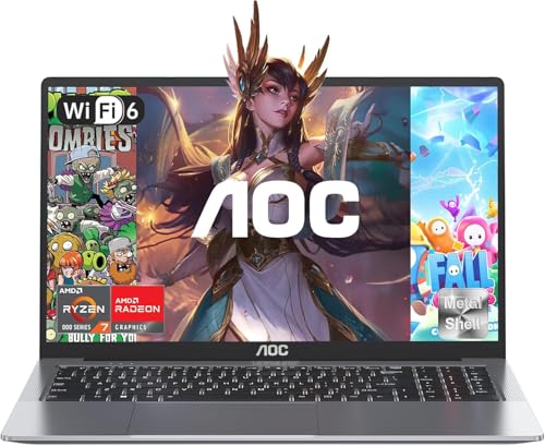 AOC Gaming Laptop AMD Ryzen7 5825U(up to 4.5GHz),16,1 Zoll Backlit Keyboard Computer,16GB DDR4 512GB SSD Notebook,Radeon Vega 8,HDMI,Webcam,WiFi6