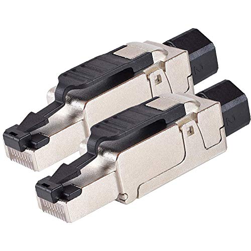 VESVITO 2x CAT.7 / CAT.6A RJ45 Stecker 10 GBit/s, PoE++, Netzwerkstecker für CAT7A CAT7 CAT6A CAT6 Netzwerkkabel, Verlegekabel AWG 23-26 werkzeuglos Crimpstecker für Installationskabel LAN Kabel