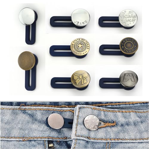 8 Stück Hosenbunderweiterung Knopf, Hosen Expander Button, Taille Extender Knopf, Elastischen Metall Knopf, Bund Expander, Jeans Einziehbare Knöpfe Für Jeans, Kombination 1