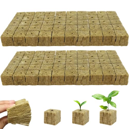 Nuyoah Steinwolle Anzucht Würfel Hydroponik Rockwool Cube Steinwollwürfel 2.5x2.5x2.5cm 100Stk Rockwools Grow Cubes Pflanzen Hydroponic Steinwolle für Bodenlose Anzucht Stecklinge Klonpflanzen