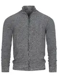 Indicode Herren INWestmoon Strickjacke mit Stehkragen | Fein-Strick Cardigan aus 100% Baumwolle Charcoal Mix XXL