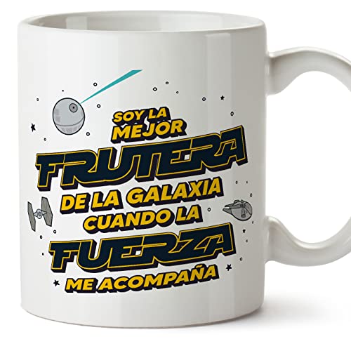 Mugffins Tassen/Becher mit Spruch für GEMÜSEHÄNDLERIN - Auf Spanisch - Mejor de la Galaxia Cuando Fuerza me Acompaña - 11 oz / 330 ml - Lustiges Geschenk Mitarbeiter