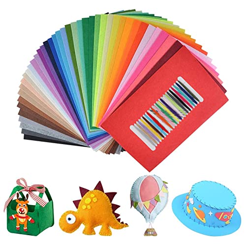 UOUNE Bunter Filzstoff 41 Farben Bunte Filzplatten 20 x 30cm Bastelfilz Filz Blätter Polyester Felt Fabric DIY Handwerk Stoff Filzplattenset bunt Nähen Projekte Patchwork