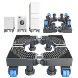 Zuquik Waschmaschinen Untergestell, Doppelrohrdesign mit 8 Füßen+4 Räder, Erhöhung für Waschmaschine, Kühlschrank und Trockner, Anti-Rutsch, Schockabsorbierend, für Haushaltsgeräte,Nior