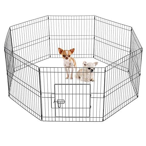 Yaheetech 8-TLG Welpenlaufstall Laufgitter Freilaufgehege Welpenzaun für Hund Katze Welpe Kaninchen mit Tür je Panel ca. 61 x 61 cm