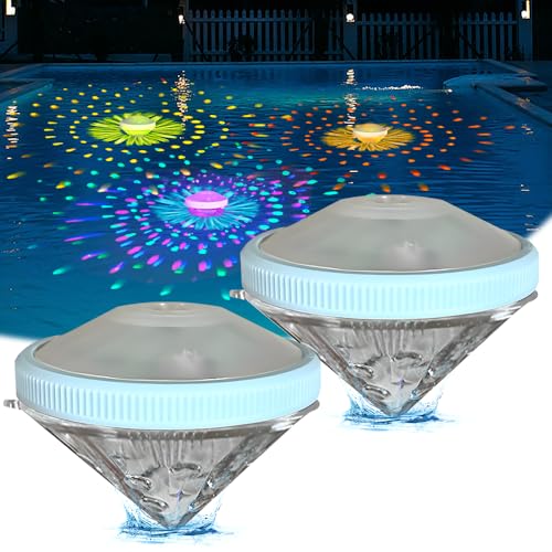 SGZIOO 2 Stück Schwimmende Poolbeleuchtung, Pool Lichter Schwimmend, 8 Modi Farbwechse Poollicht, Poolbeleuchtung Schwimmend IP68 Wasserdichtes, Pool Leuchten für Pool Außen Teich