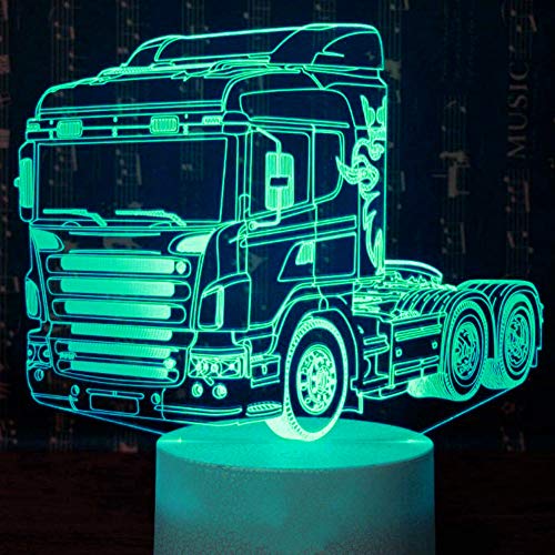 Jinson well 3D LKW Auto Lampe optische Illusion Nachtlicht, 7 Farbwechsel Touch Switch Tisch Schreibtisch Dekoration Lampen mit Acryl Flat ABS USB Kabel Spielzeug