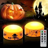 CANDLE IDEA 2 PCS Halloween LED Kürbis Lichter mit Timer und Fernbedienung, batteriebetriebene Jack-O-Laterne orange Licht für Halloween Dekor, flammenlose Kerzen für Kürbis Dekoration