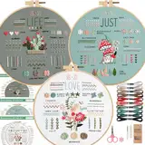 Smart-Feather 3 Sets Stickstich-Übungsset für Anfänger, grundlegende und fortgeschrittene Stickstiche, absolute Stickerei-Starter-Kits, Hand-Bastel-Set (grau)