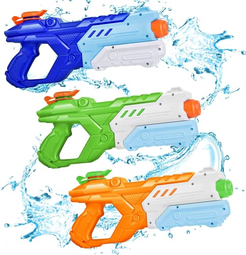 Quanquer Wasserpistole für Kinder - 3 Stücke Wasserspritzpistole 600ML mit 10 Meter großer Reichweite Super WasserBlaster Soaker Sommer Schwimmbad Strand Pool Outdoor Wasser Kampf Spielzeug Erwachsene