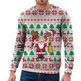 WKAYsIV Sweatshirt für Winter, lässig, langärmelig, Weihnachtspullover mit Schneeflocken-Print, Stil Neun Pullover Herren Kfz (L)