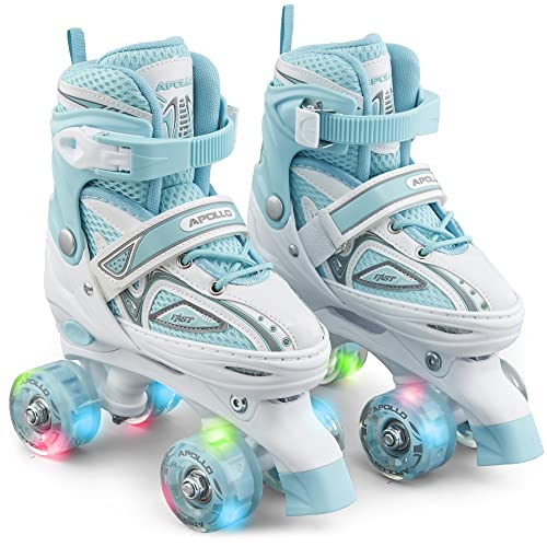 Apollo Super Quad X Pro | verstellbare Rollschuhe für Kinder | komfortable, größenverstellbare LED Roller Skates | Rollschuhe für Mädchen und Jungen | Größen 31-42