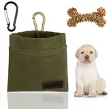 vsshe Leckerlitasche für Hunde, Freihändige Hundeleckerlitasche mit Automatischem Verschluss Futterbeutel Hundetraining Leckerlibeutel Klein Magnet Gassitasche für Katzenfutter Hundefutter Dunkelgrün