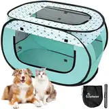 WolfWise Welpenlaufstall, Tragbarer Welpenauslauf 80 x 50 x 50 cm, Tierlaufstall für Wohnung, Laufstall für Hunde, Katzen, Welpen, im Innen- und Außenbereich, Katzengehege Outdoor Katzenzelt, Grün