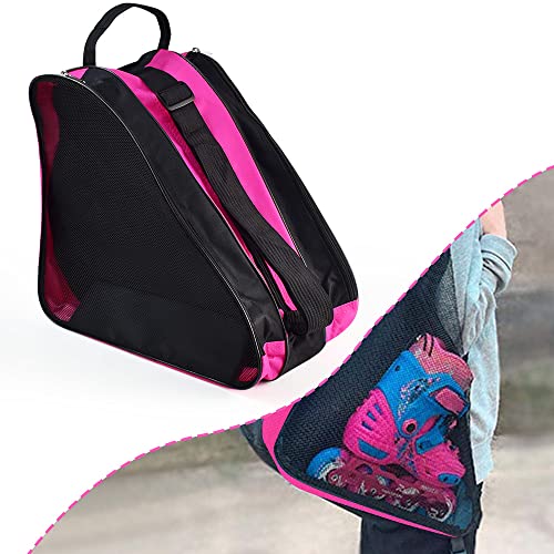 PERFETSELL Tasche Erwachsene Rollschuhetasche Rosa Ice Skate Eishockey Bag Skischuhtasche mit Verstellbar Trageriemen Schlittschuhtasche Tasche für Eishockeyschlittschuhe für Herren Damen