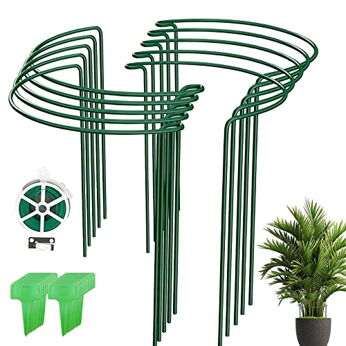 10Stück pflanzenstütze, ASSUGO staudenhalter rund aus beschichtetem Stahl, Metall Garden Halbrund Stützring käfighalter Rankhilfe Klettergitter für Pflanzenanbau Grenzstütze(25 * 40cm)