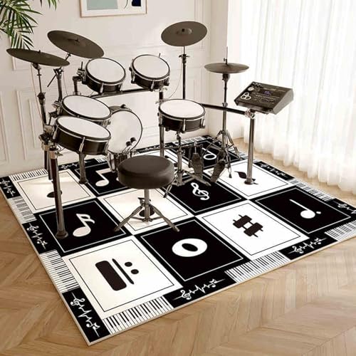 Schlagzeugteppich Schlagzeug Teppich Schallschutz Teppich rutschfest Schalldicht Drum Teppich Trommelteppich Trommel Teppich Trommelzubehör für elektrische Trommeln, Jazz-Schlagzeug-Set 120 x 80 cm