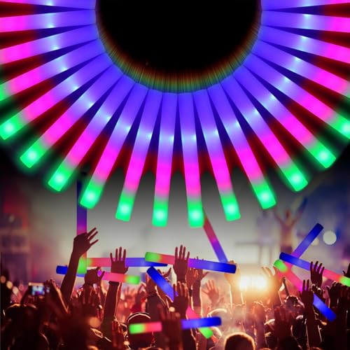 Leuchtstab LED Set, Led Schaumstoff Leuchtstab, Party-LED-Leuchtstäbe, Schaumstoffstab Hochzeit Partystab, Lichter in 3 Modi, für Partys, Hochzeiten, Geburtstage, Partys (30PCS)