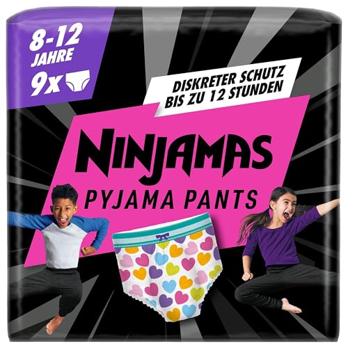 Ninjamas Pyjama Pants Herzen, 9 absorbierende Nachthöschen, 8 Jahre, 27kg-43kg