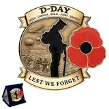 Limited Edition D-DAY 80th Anniversary Commemorative Badge, 80th Anniversary D-Day Lest We Forget Enamel Badge, Honoring Sacrifice and Victory, Military Tribute Souvenir Collection Gift (1PC)