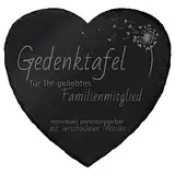mtb more energy Gedenktafel Grabstein aus Schiefer mit Gravur - wähle passende Motive und Schriftarten - Herz (25 x 25 cm) - Grabplatte Gedenkbild Kondolenzfeier