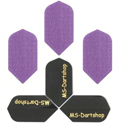 MS-DARTSHOP Dart-Flights Nylon Slim, 3 Sätze = 9 Stück, incl. 1 Satz MS-DARTSHOP Flights (Lila)