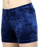 Mädchen Sport Stretch Shorts Kurze Velvet Turnhose Elastisch Crash Samt Gymnastikhose Kinder Hot Pants Dehnbar Shorty Fitness Sporthose Farbe Dunkelblau, Größe 152