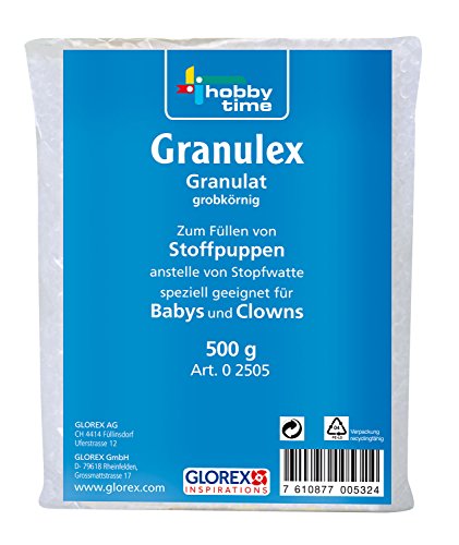 Glorex 0 2505 - Granulex grob, 500 g, grobkörniger Füllstoff, zum Füllen von Puppen und Teddys, waschbar