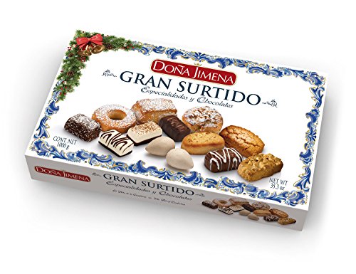Doña Jimena | Großes Sortiment traditioneller Spezialitäten | Mini-Schokoladenpralinen | Típico-Bonbons | Mandeln | 1000 Gramm