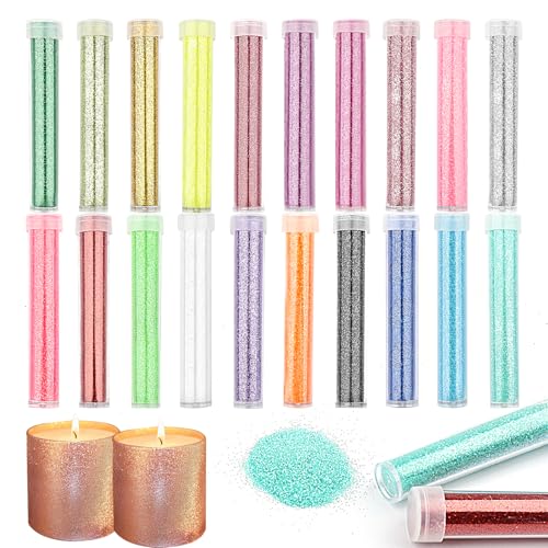 20 Farben Glitzer Basteln, Schillerndes Glitzerpulver Set, Glitzerpulver zum Basteln, Schimmernder Glitzerpuder, Extra Feiner Glitzer für Nagelkunst, Körper, Karten und Party-Dekoration (je 5g)