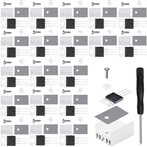 Youmile 20 Stück TIP120 NPN-Transistor 5A 60V Silizium-Epitaxie-Leistungstransistor TO-220 Darlington-Transistoren mit Kühlkörper-Schraubenscheibe Gummi-Silikon-Schraubendreher