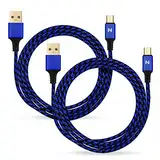 NITHO Set von 2 Ladekabel Kompatibel mit PS4/Xbox One und allen Geräten mit Micro B Stecker, Extra Langes 4 Meter Ladekabel Ermöglicht 2 Spieler zu Spielen Remote (2 Kabel, Blau)
