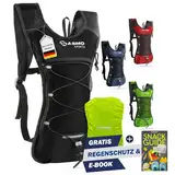 SASMO® Laufrucksack & Trailrunning Rucksack - Ultraleicht - 6L / 300g | isoliertes Thermofach | Laufrucksack Damen & Herren | Running Backpack inklusive Regenschutz