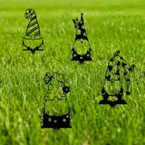 SUPERDANT 4CS Metall Zwerge Gartendekoration Schwarze Zwergensilhouette Gartenstecker Lustige Dekorative Gartenstecker Metall Yard Art Für Hof Gartendeko Außenbereich Für Hof Rasen Terrasse Geschenk
