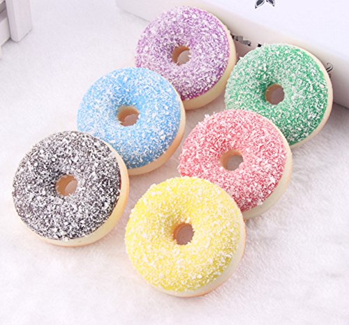 Skyseen Realistische künstliche Donuts, für Kuchen, Dessert-Modell, Fotografie-Requisiten, Kühlschrankmagnete, Heimdekoration, 6 Stück