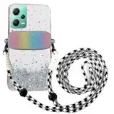 Tivenfezk Nadoli für Xiaomi Poco X5 5G Glitzer Handykette Hülle,Silikon Bling Durchsichtig Crossbody Tasche zum Umhängen Schutzhülle mit Telefon Clip Halter Band