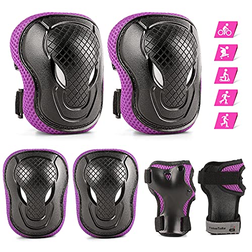 ValueTalks Kinder Schützer inliner Schonerset Schutzausrüstung Kinder Knieschoner Ellenbogenschoner Rollschuhe Schützer Protektorenset für Skateboard Roller Skaten Fahren Outdoor Sport