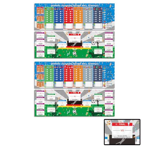 Poster zur Euro-Fußballmeisterschaft 2024, Ergebnisse der Europameisterschaft 2024, Euro-Wanddiagramm, Wanddiagramm 2024 für Euro-Fußball, Zuhause, Garten, Party, Bar, Dekoration (britische Zeitzone)