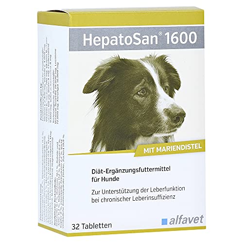 alfavet HepatoSan 1600 | 32 Tabletten | Diät-Ergänzungsfuttermittel für Hunde| Zur Unterstützung der Leberfunktion bei chronischer Leberinsuffizienz