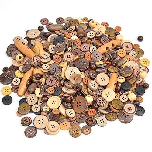 Youery 600 Stück Knöpfe aus Kokosholz, DIY, Shell-Lines Knöpfe, 2/4 Löcher, zum Nähen und Basteln, für Nähen, Handwerk, Scrapbooking und Basteln, Ornament, handgefertigt