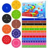 Meetory 134 Stück Magnetic Fraction Tiles Bruchrechenkreise, Rechnen Lernen, Bruchrechenteile Math Manipulatives, Einschulungsgeschenke for Preschool Elementary School Bildungsressourcen Bildungskit