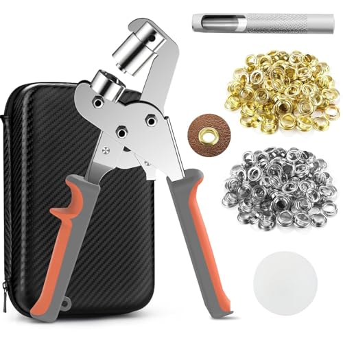Sumeber Profi Ösenzange Set mit 500 rostfreien Ösen (Ø 10mm) I Magnetische Ösenpresse aus gehärtetem Stahl für Perfekt für Leder, Gürtel, Awnings, Stoffe, Planenösen & Metallösen