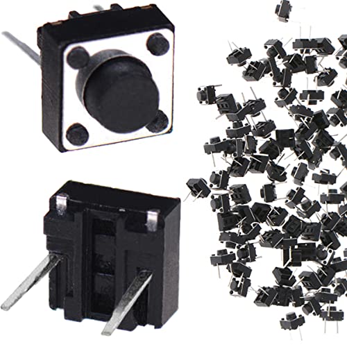 DAOKAI 2Pin Tact Button,6x6x5mm Miniatur-Mikro Schalter Tactile Drucktaster Momentaner taktiler Button Switch berühren Electronic Components,für Panel PCB(100 Stück)