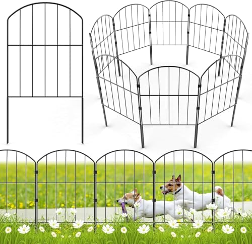 WELDUN Gartenzaun 10 Stücke Metall Zaunelemente Dekoration Zaun für den Garten 320 cm (L) x 61 cm (H), Gitterzaun Set Oberbogen Zaun Garten Zaun für Hunde