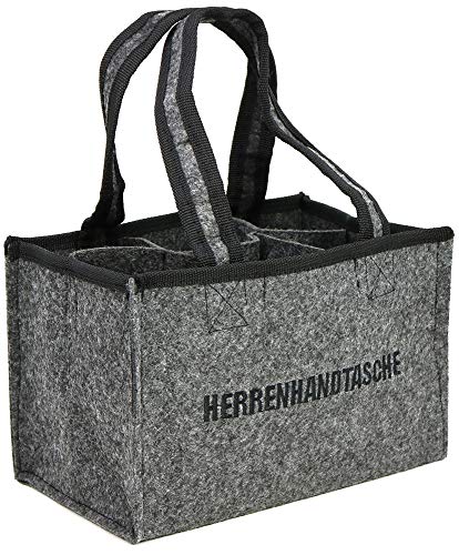 com-four® Flaschentasche - Filztasche mit Henkeln für Getränke - Getränkehalter aus Filz für 6 Flaschen - faltbarer 6er-Träger für Flaschen bis 0,5 l - Herrenhandtasche (01 Stück - Herrenhandtasche)