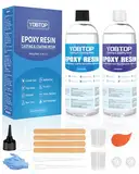 YOBTOP Epoxidharz Set, 474ml/16oz Epoxidharz mit Härter Glasklar Gießharz Nicht Giftig Geruchsarm Blasenfrei Resin Gießharz für DIY Kunst, Schmuck, Untersetzer, Tischplatten, Holz, Anfänger 1:1