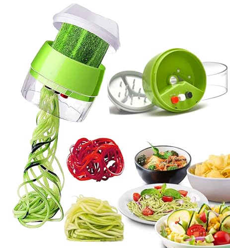 Generic Spiralschneider Gemüse,4 in 1 Hand Spiralschneider Gemüse,Gemüse Spiralschneider, Gemüsehobel für Karotte, Gurke, Kartoffel,Kürbis, Zucchini, Zwiebel