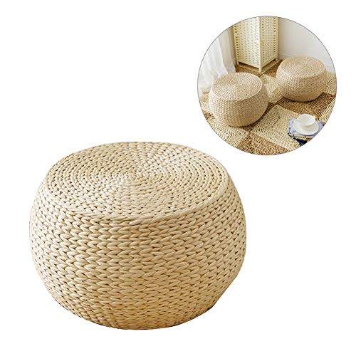 Design Pouf Sitzkissen Rund Kissen Stricken Handgewebte NatÜRliche Gewebte Webart Gras Futon Bodenkissen Handgefertigte Stroh Gewebt Zafu Yoga Meditation Mat Runde Quadrat Geflochtene Pad Garten ESS