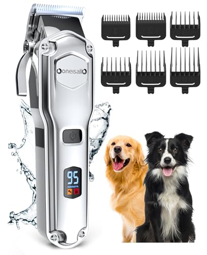 oneisall Leise Hundeschermaschine dichtes fell, IPX7 Wasserdichtes Schermaschine Hund Katze, Profi Hundetrimmer für Dickes, Langes und Lockiges Tierhaare